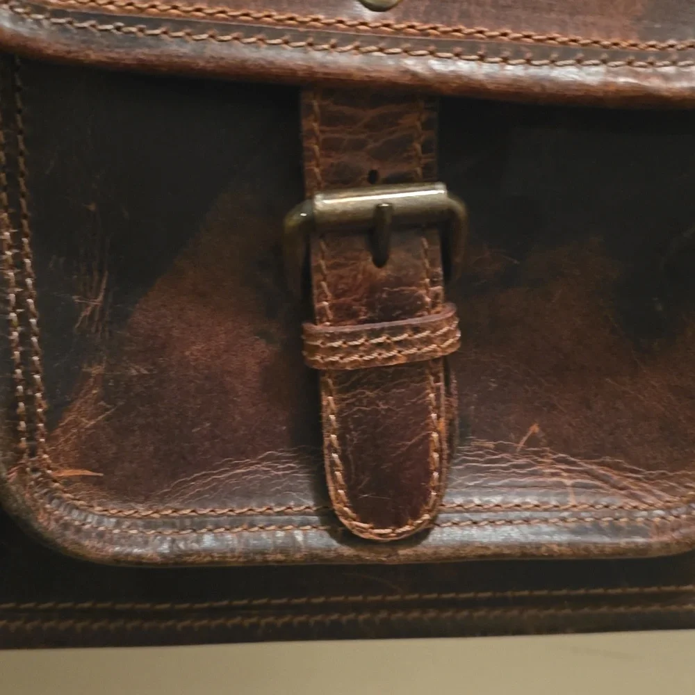 Vintage Style Dark Brown Leather Messenger Bag